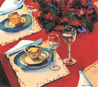 "Red Dining", Valerie Johnson Still Life Giclee Print