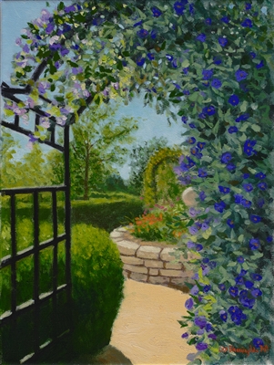 "Archway Trellis, Arlington Garden", Original Oil Painting by Lisa Bloomingdale Bell