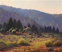 "Bush Lupine, Olema Valley", California Landscape Oil Painting by Armand Cabrera