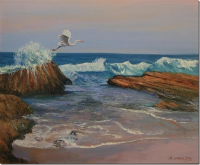 "Sunset Flight", Impressionist seascape Oil Painting by Bruce Sanford Day