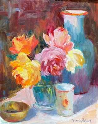 "Fresh Blooms", Still Life Oil Painting by Jennifer Hurley