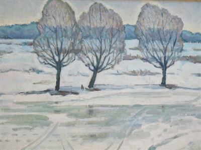 "Three Trees", Vintage  Landscape Oil Painting From Odessa, Ukraine