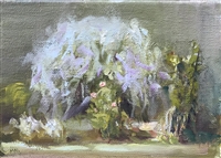"Garden, First Blooms", M Kathryn Massey still life oil painting