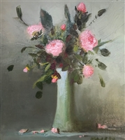 "Fairy Roses", M Kathryn Massey still life oil painting