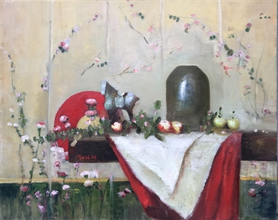 "Still Life With Horse & Vase", M Kathryn Massey oil painting