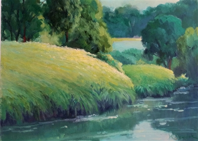 "Evening Light II", Martha Saudek Landscape Oil Painting