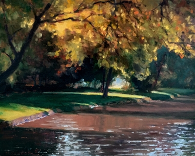 "Canal View Amsterdam", Martha Saudek Oil Painting