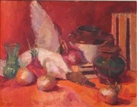 "Still Life With Lantern", Beatrice Stuart Oil Painting