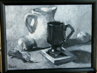 "Study in Gray & Black II", Beatrice Stuart  
Still Life Oil Painting