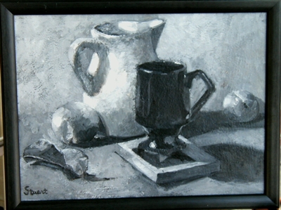 "Study in Gray & Black II", Beatrice Stuart  
Still Life Oil Painting