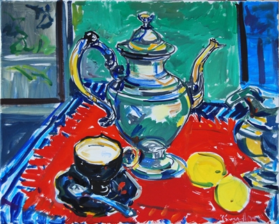 "High Tea", Zolita Sverdlove (1936-2009) Still Life Oil Painting