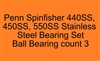 Penn Spinfisher 440SS 450SS 550SS Stainless Steel Bearing Set, ABEC357.