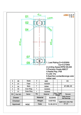 Shimano CURADO 200HG SPOOL BAITCASTER ABEC 7 Bearing set, 3x10x4 mm, #FR-008C-OS LD, ABEC357.
