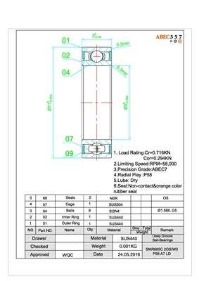 5x11x3 mm, SMR685C-2OS/W3 P58 #7 LD, SMR685C-2OS/W3 #7 NB2, SMR685C-2OS/W3 #7 AF2, Metric, Radial Bearings.