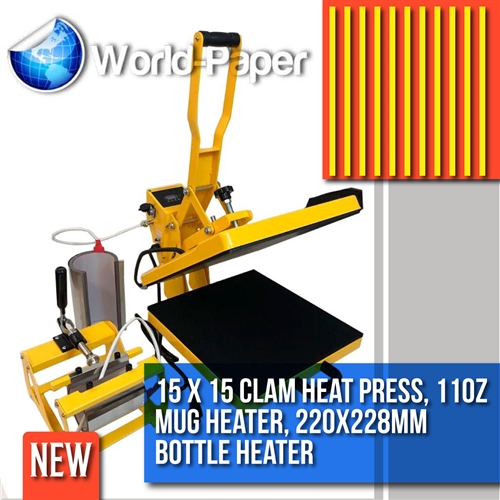 3 in 1 15 x 15 heat-press, 11oz mug and bottle