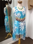 Tropical High Low Dress Blue