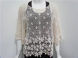 Crochet Flower Top Cream