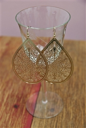 Teardrop Cutout Earrings Gold Tone