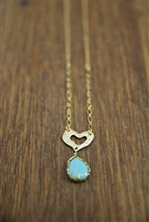 Heart Necklace Blue Stone