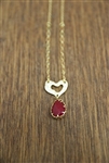 Heart Necklace Red Stone