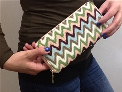 Chevron Print Wallet Peach