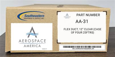 Aerospace America OEM Part # AA-31 Flex Duct, 12" clear (case of four 25ftrs)