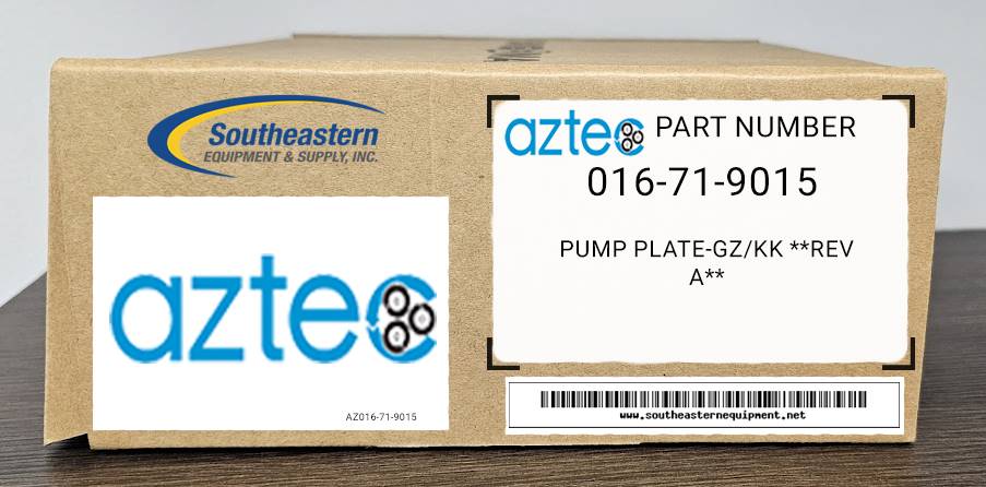 Aztec OEM Part # 016-71-9015 Gz620 Pump Plate **Rev A**