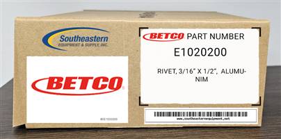 Betco OEM Part # E1020200 Rivet, 3/16" x 1/2",  Alumunim
