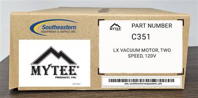 Mytee OEM Part # C351 LX vacuum motor, two speed, 120V