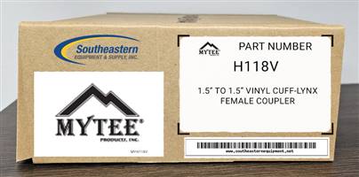 Mytee OEM Part # H118V 1.5” to 1.5” Vinyl Cuff-Lynx female coupler