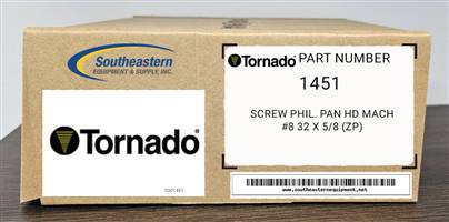 Tornado OEM Part # 01451 Screw Phil. Pan Hd Mach #8 32 X 5/8 (Zp)