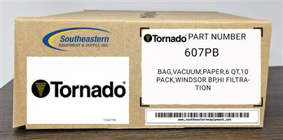 Tornado OEM Part # 607PB Bag,Vacuum,Paper,6 Qt,10 Pack,Windsor Bp,Hi Filtration