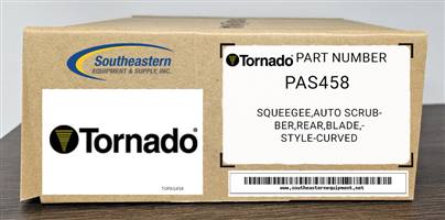 Tornado OEM Part # PAS458 Squeegee,Auto Scrubber,Rear,Blade,Style-Curved