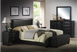 Ireland Black Upholstered Bed 6 Piece Bedroom Set in Black Finish by Acme - 14340