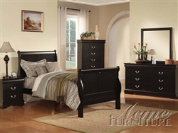 Louis Philippe III 4 Piece Youth Bedroom Set in Black Finish by Acme - 19510T