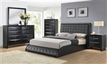 Tirrel Black Upholstered Bed 6 Piece Bedroom Set in Black Finish by Acme - 20660