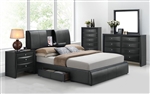 Kofi Storage Upholstered Bed 6 Piece Bedroom Set in Black Finish by Acme - 21270