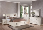 Louis Philippe Storage Bookcase Bed 6 Piece Bedroom Set in White Finish by Acme - 24490