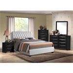 Ireland White Upholstered Bed 6 Piece Bedroom Set in Black Finish by Acme - 25350