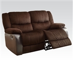 Bernal Two Tone Chocolate Fabric Reclining Loveseat by Acme - 50466