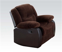 Bernal Two Tone Chocolate Fabric Recliner by Acme - 50467