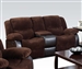 Bernal Two Tone Chocolate Fabric Reclining Console Loveseat by Acme - 50468