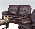 Zamora Brown Polished Microfiber Reclining Loveseat by Acme - 50751