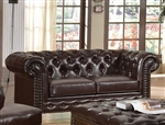 Shantoria Dark Brown Leather Loveseat by Acme - 51316