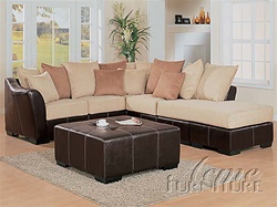 New Castle Beige Microfiber / Brown Bycast Sectional Set by Acme - 5990