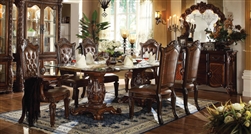 Vendome 7 Piece Glass Top Double Pedestal Table Dining Set in Cherry Finish by Acme - 62005