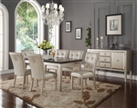 Voeville Bluestone Top Table 5 Piece Dining Set in Platinum Finish by Acme - 72025