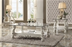 Versailles Glass Top Coffee Table in Bone White Finish by Acme - 82103