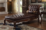 Dresden Upholstered Chaise in Cherry Finish by Acme - 96487