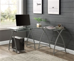 Dazenus Executive Home Office Desk in Clear Glass & Silver Finish by Acme - 00041